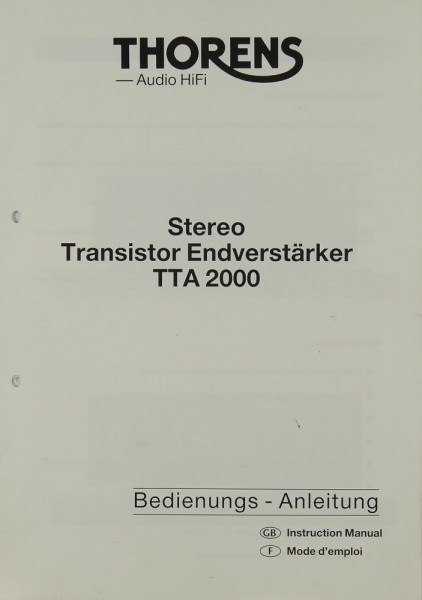 Thorens TTA 2000 Bedienungsanleitung