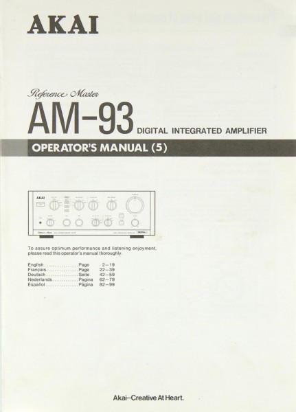 Akai AM-93 Operating Instructions