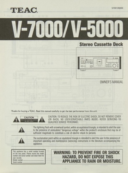 Teac V-7000 / V-5000 Manual