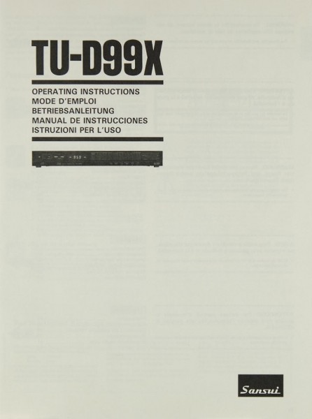 Sansui TU-D 99 X Operating Instructions