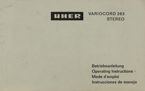 Uher Variocord 263 Manual