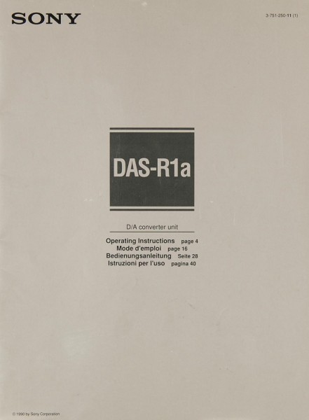 Sony DAS-R1 a Manual