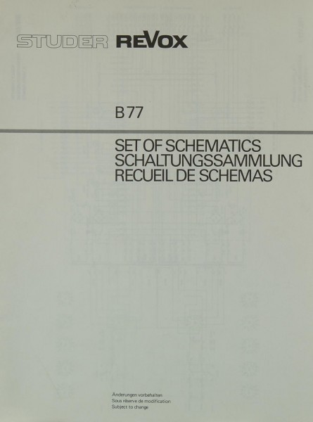 Revox B 77 Schematics / Service Manual