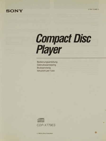 Sony CDP-X 779 ES User Manual