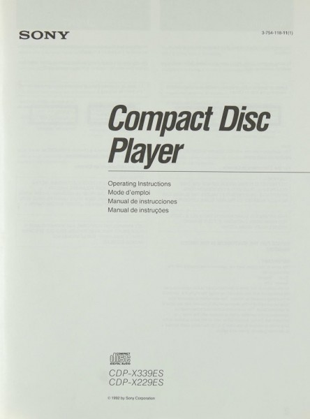 Sony CDP-X 339 ES / CDP-X 229 ES Manual