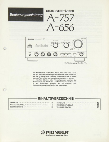 Pioneer A-757 / A-656 User Manual