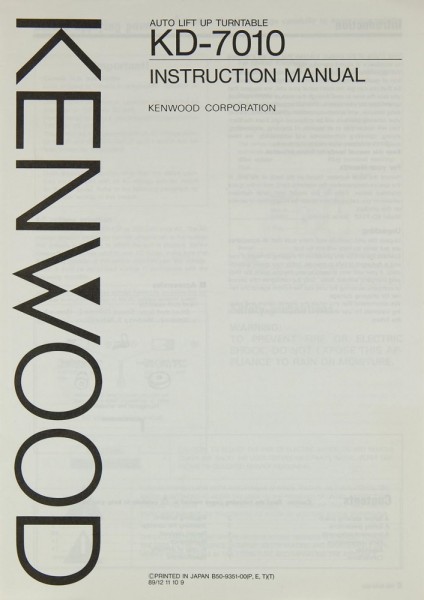 Kenwood KD-7010 Operating Instructions