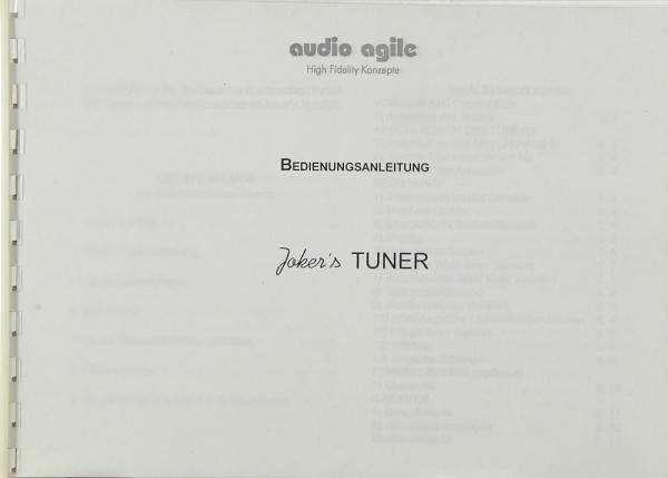 Audio Agile Joker´s Tuner Manual