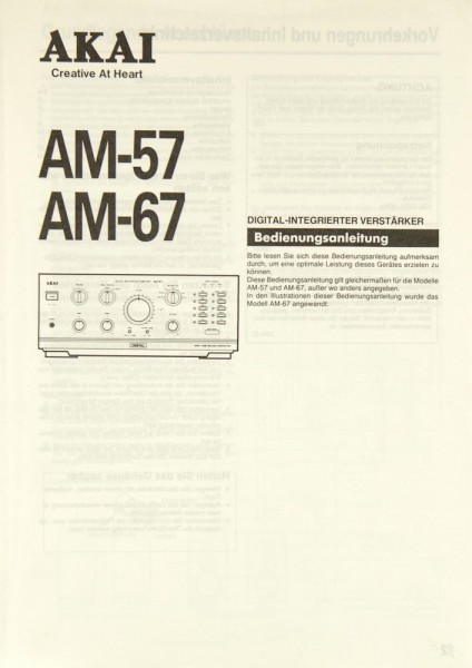 Akai AM-57 / AM-67 Manual