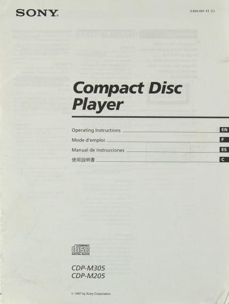Sony CDP-M 305 / CDP-M 205 Manual