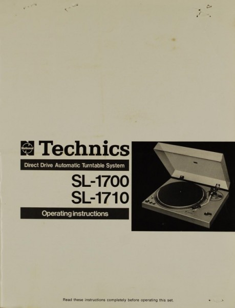 Technics SL-1700 / SL-1710 Operating Instructions
