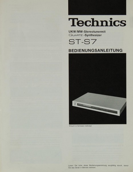 Technics ST-S 7 Manual