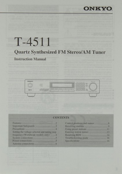 Onkyo T-4511 Manual