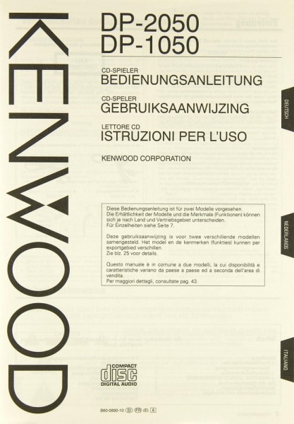 Kenwood DP-2050 / DP-1050 Manual