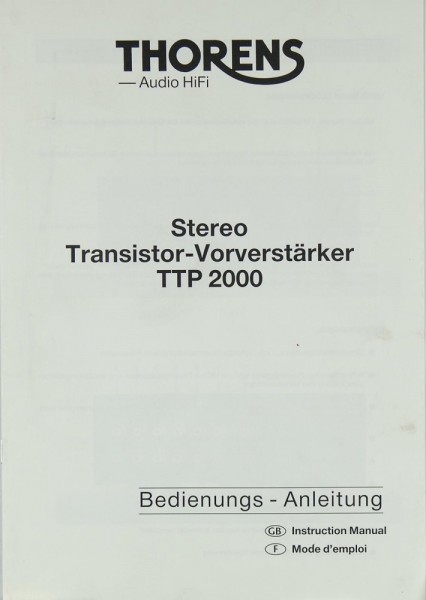 Thorens TTP 2000 Bedienungsanleitung