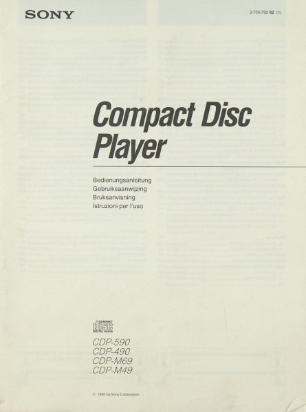 Sony CDP-590 / CDP-490 / CDP-M 69 / CDP-M 49 Manual