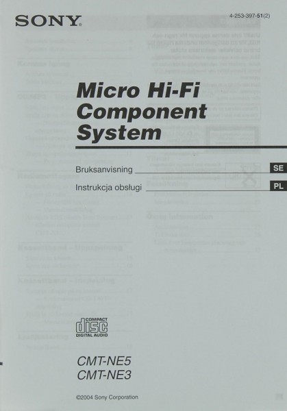 Sony CMT-NE 5 / CMT-N 3 Manual