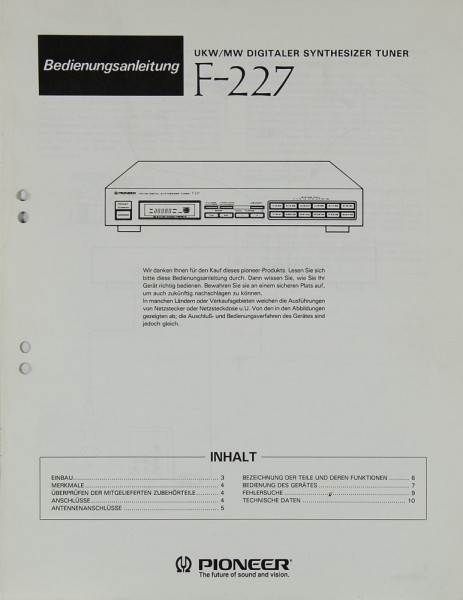 Pioneer F-227 Manual