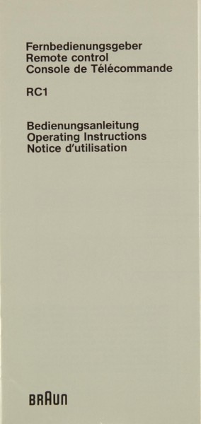 Braun RC 1 Manual
