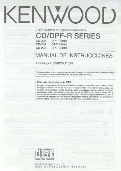 Kenwood CD-206 / 204 / 203 / DPF-R 6010 / 4010 / 3010 Operating Instructions