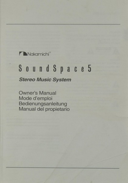 Nakamichi Sound Space 5 Bedienungsanleitung
