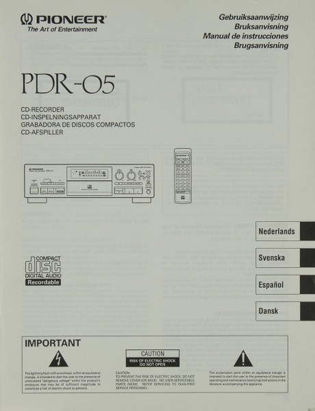 Pioneer PDR-05 Bedienungsanleitung