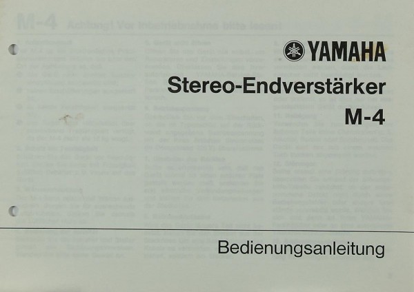 Yamaha M-4 Bedienungsanleitung