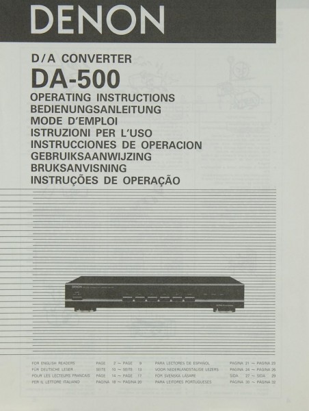 Denon DA-500 Bedienungsanleitung