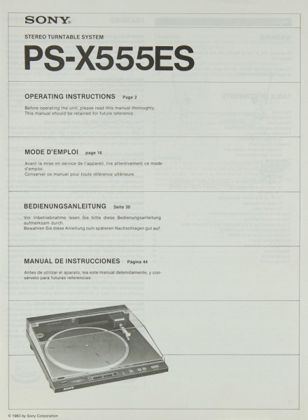 Sony PS-X 555 ES User Manual