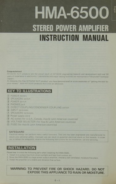 Hitachi HMA-6500 Manual