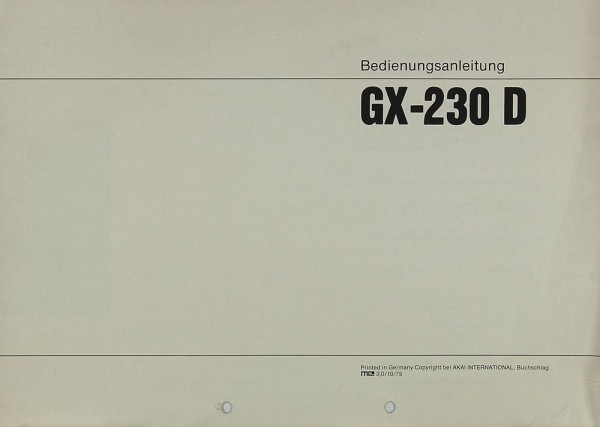 Akai GX-230 D Bedienungsanleitung
