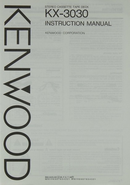 Kenwod KX-3030 Manual