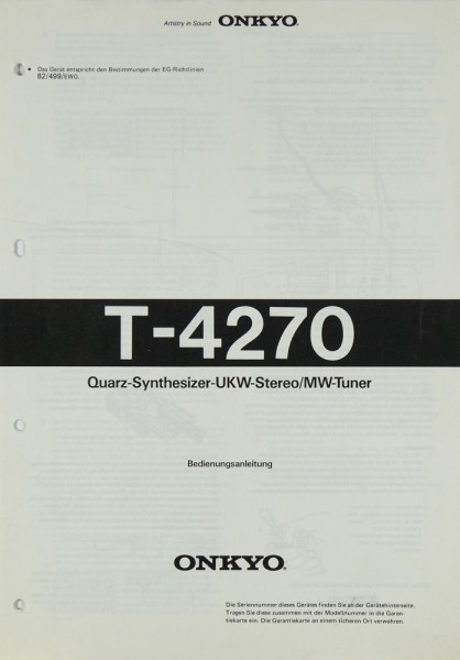 Onkyo T-4270 Manual