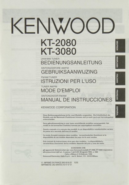 Kenwood KT-2080 / KT-3080 Bedienungsanleitung
