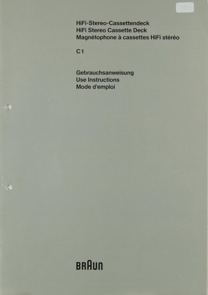 Braun C 1 Manual
