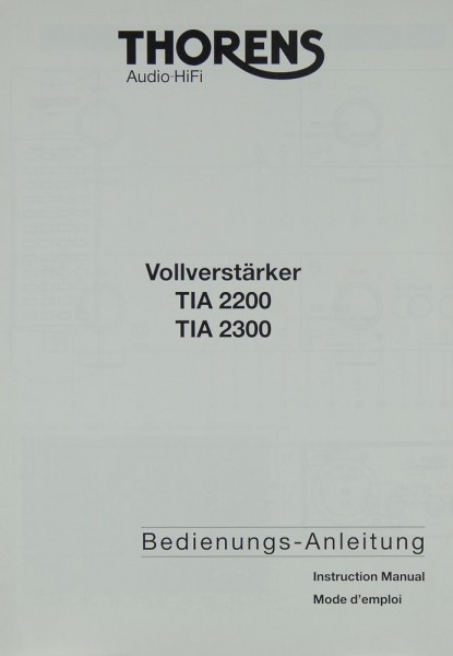 Thorens TIA 2200 / TIA 2300 Bedienungsanleitung