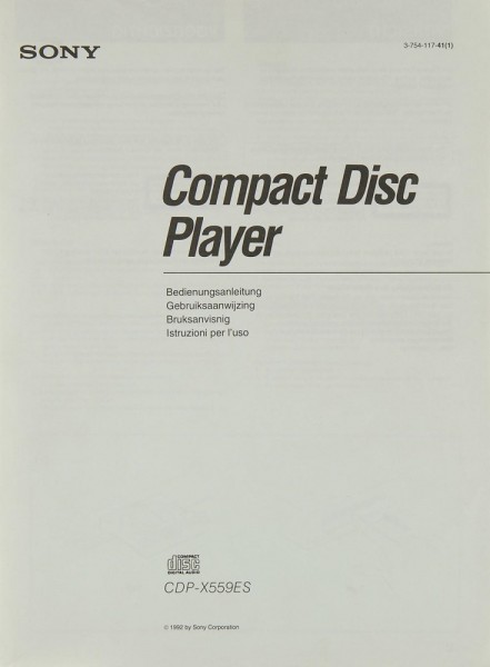 Sony CDP-X 559 ES Bedienungsanleitung