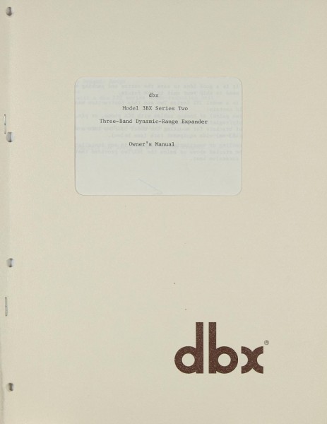 DBX 3 BX Series Two Bedienungsanleitung