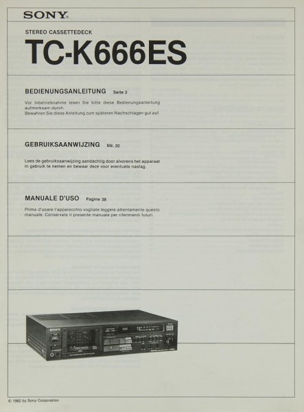 Sony TC-K 666 ES Manual