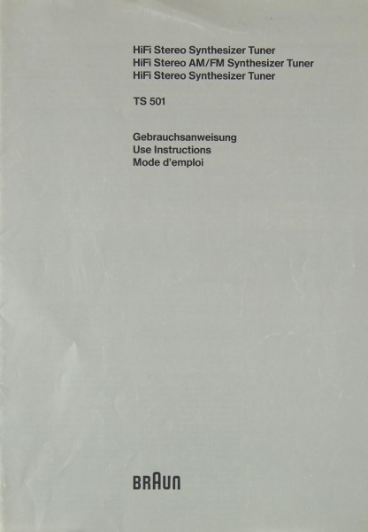 Braun TS 501 Operating Instructions