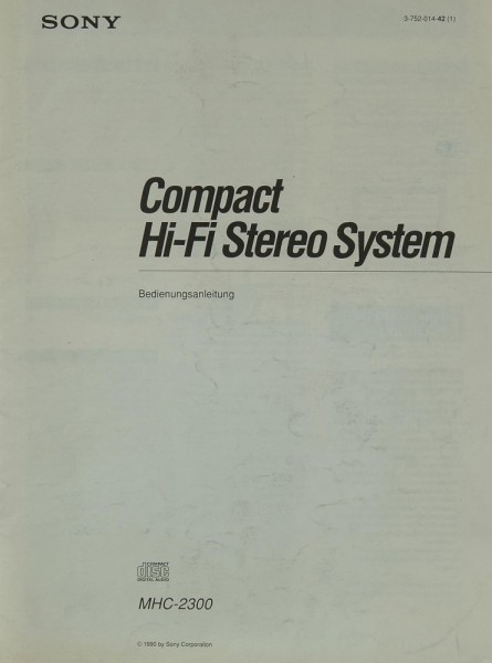 Sony MHC-2300 Manual