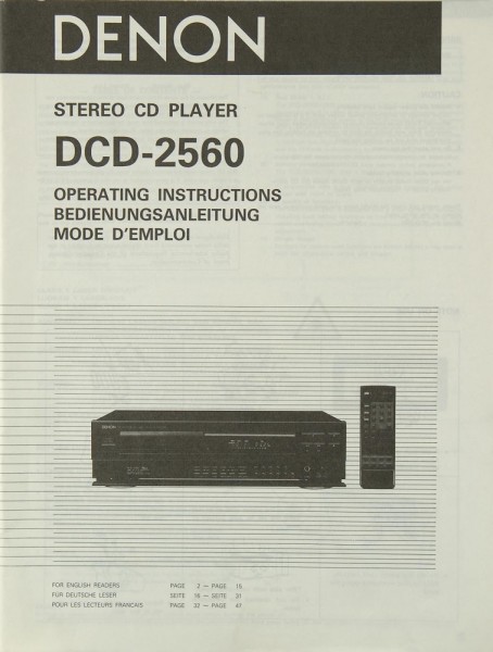 Denon DCD-2560 Manual