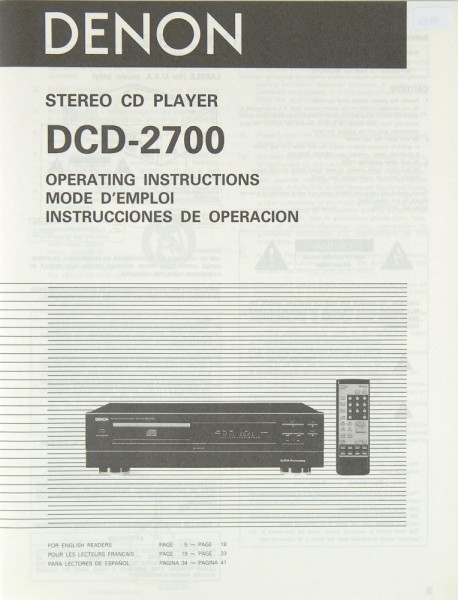 Denon DCD-2700 User Manual