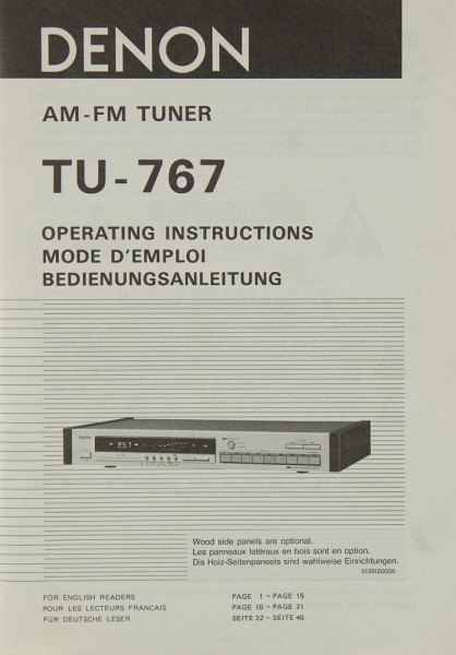 Denon TU-767 Manual