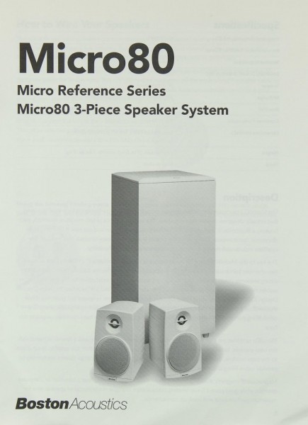 Boston Acoustics Micro 80 Bedienungsanleitung
