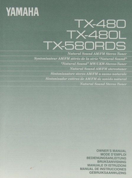 Yamaha TX-480 / TX-480 L / TX-580 RDS Manual