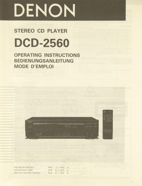 Denon DCD-2560 User Manual
