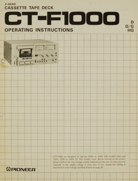 Pioneer CT-F 1000 User Manual