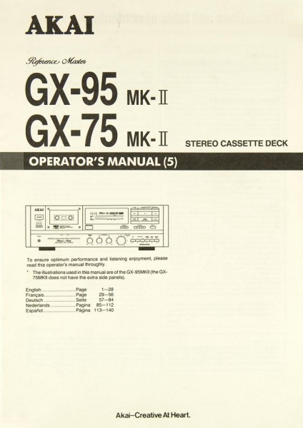 Akai GX-95 MK-II / GX-75 MK-II Bedienungsanleitung
