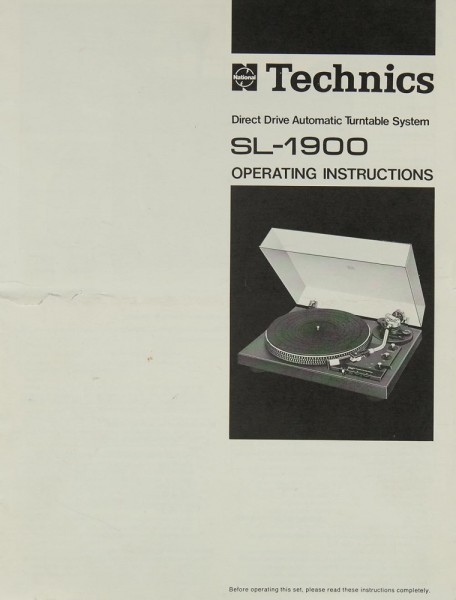 Technics SL-1900 Manual